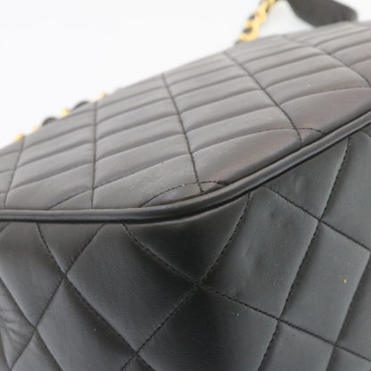CHANEL Matelasse Chain Flap Shoulder Bag Lamb Skin Black Gold CC 28632SA