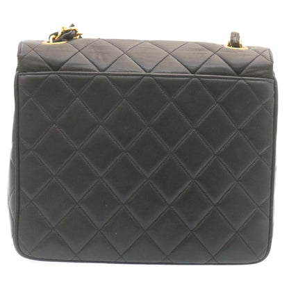 CHANEL Matelasse Chain Flap Shoulder Bag Lamb Skin Black Gold CC 28632SA