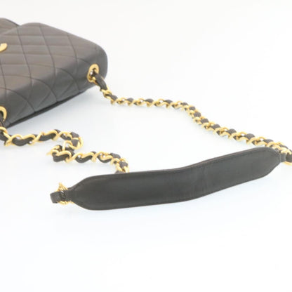 CHANEL Matelasse Chain Flap Shoulder Bag Lamb Skin Black Gold CC 28632SA