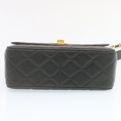 CHANEL Matelasse Chain Flap Shoulder Bag Lamb Skin Black Gold CC 28632SA
