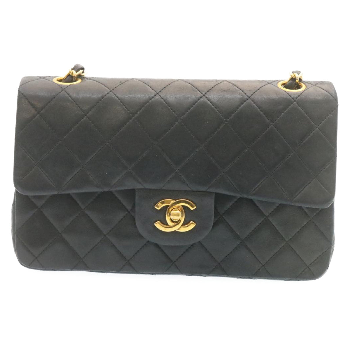 CHANEL Classic Matelasse 23 Chain Flap Shoulder Bag Lamb Skin Black 28634A