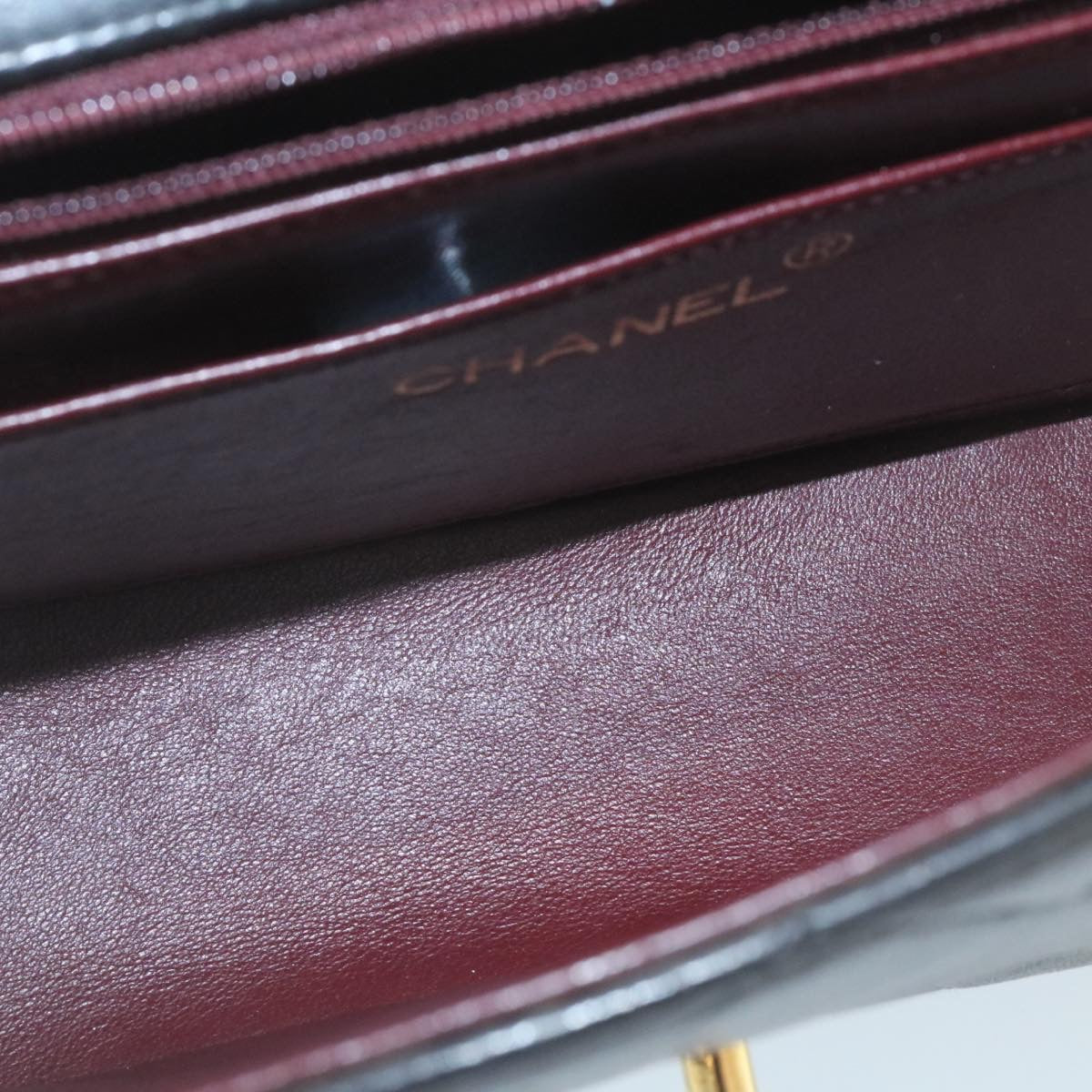 CHANEL Chain Turn Lock Diana Matelasse Shoulder Bag Lamb Skin Black 28643A