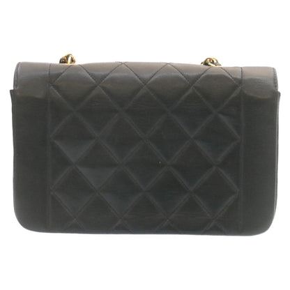 CHANEL Chain Turn Lock Diana Matelasse Shoulder Bag Lamb Skin Black 28643A