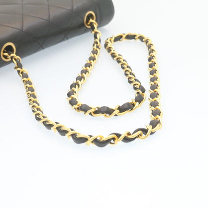 CHANEL Chain Turn Lock Diana Matelasse Shoulder Bag Lamb Skin Black 28643A