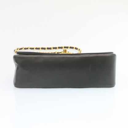 CHANEL Chain Turn Lock Diana Matelasse Shoulder Bag Lamb Skin Black 28643A