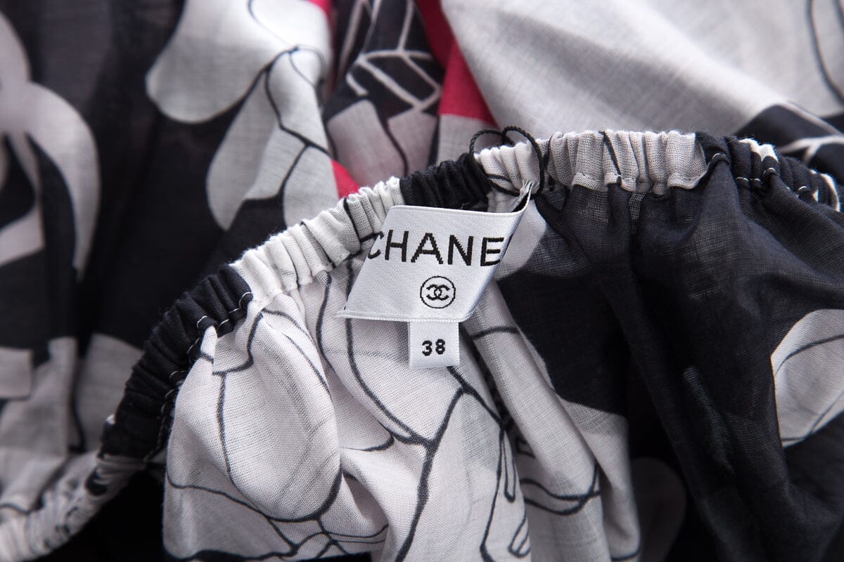 Chanel Black & White Off Shoulder Blouse SZ 38