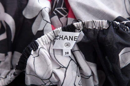 Chanel Black & White Off Shoulder Blouse SZ 38