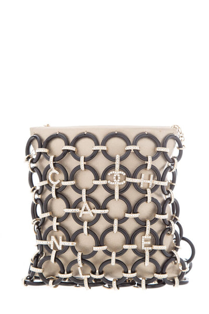Chanel 2018 Limited Edition Black & Gold Leather & Chain Ring Cross-Body