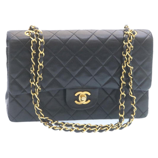 CHANEL Classic Matelasse 25 Chain Flap Shoulder Bag Lamb Skin Black 29001A