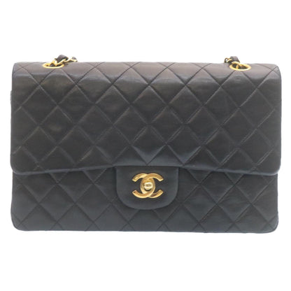 CHANEL Classic Matelasse 25 Chain Flap Shoulder Bag Lamb Skin Black 29001A