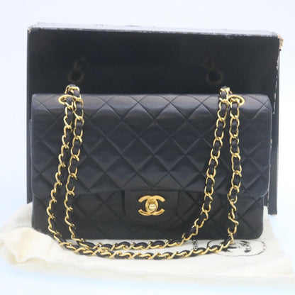 CHANEL Classic Matelasse 25 Chain Flap Shoulder Bag Lamb Skin Black 29001A