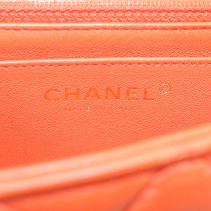 CHANEL Matelasse Mini Chain Flap Classic Shoulder Bag Lamb Skin Orange CC 29106A