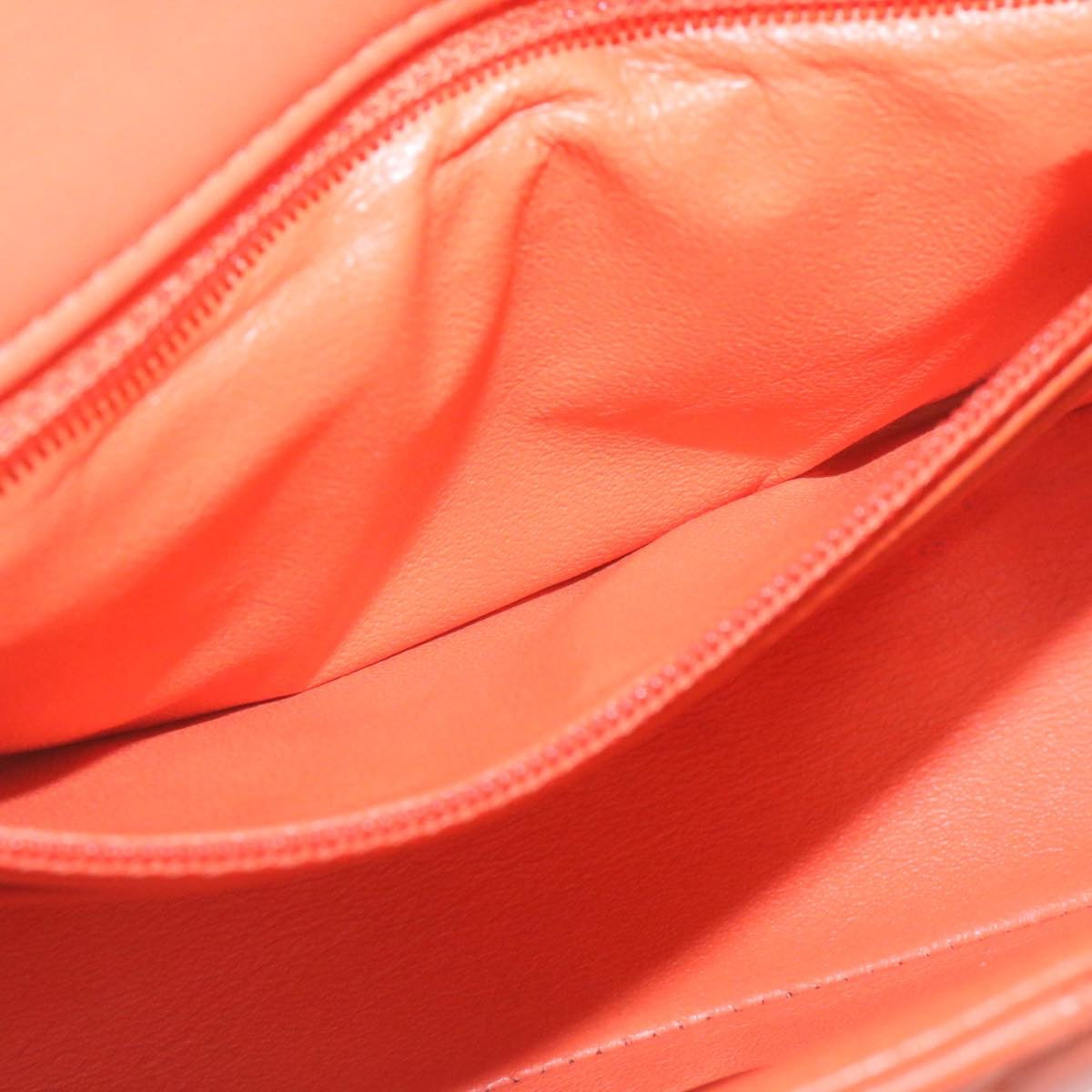 CHANEL Matelasse Mini Chain Flap Classic Shoulder Bag Lamb Skin Orange CC 29106A