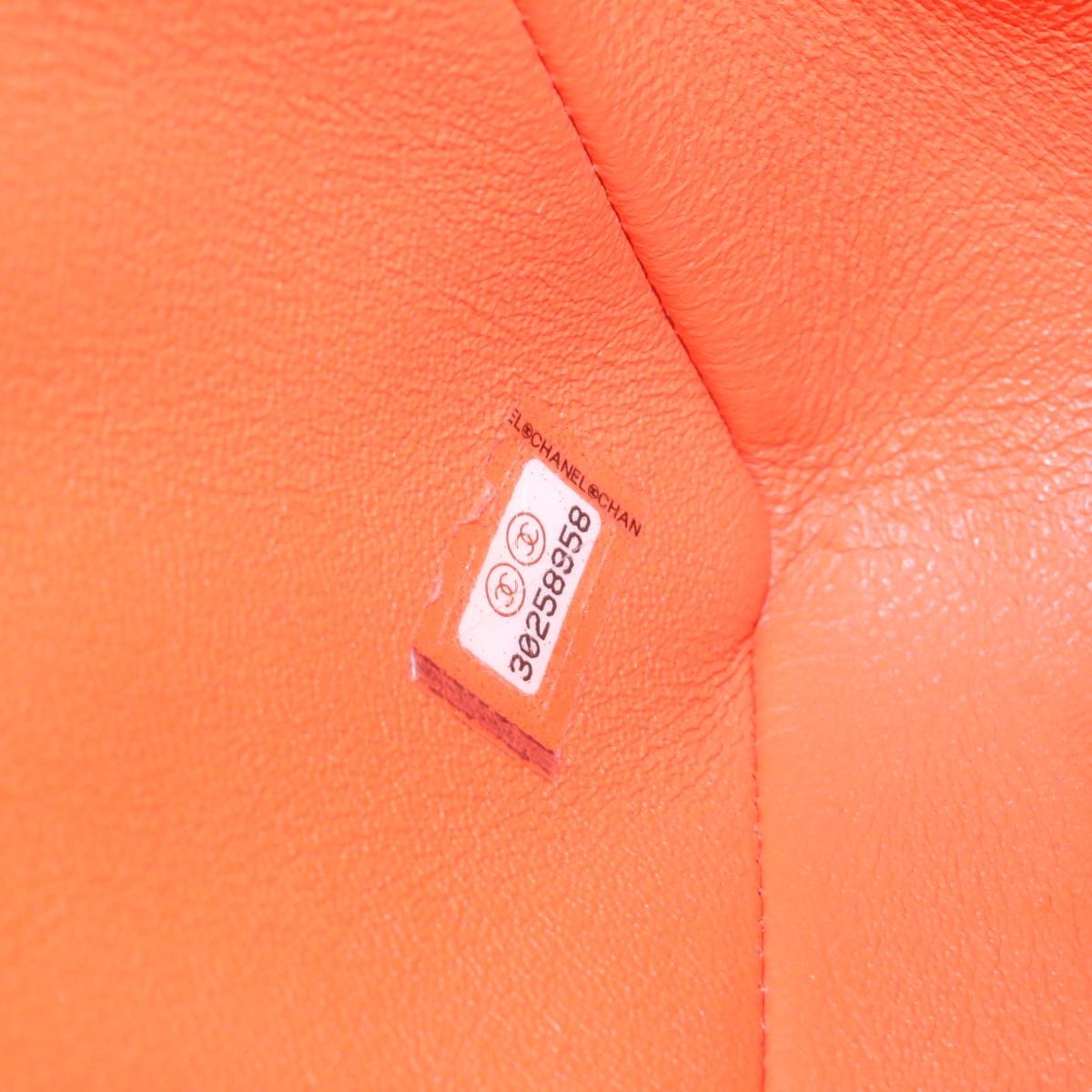 CHANEL Matelasse Mini Chain Flap Classic Shoulder Bag Lamb Skin Orange CC 29106A