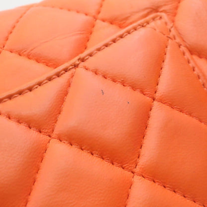 CHANEL Matelasse Mini Chain Flap Classic Shoulder Bag Lamb Skin Orange CC 29106A