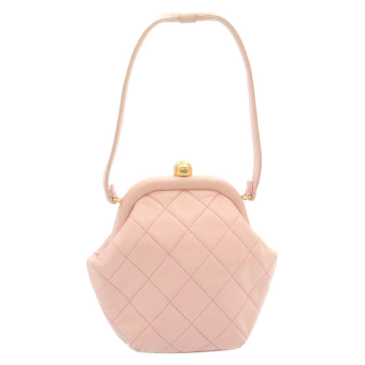 CHANEL Matelasse Hand Bag Lamb Skin Pink CC 29107A