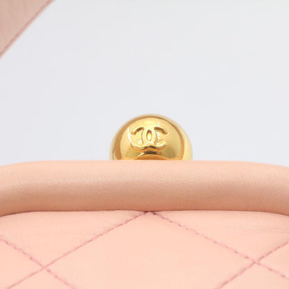 CHANEL Matelasse Hand Bag Lamb Skin Pink CC 29107A