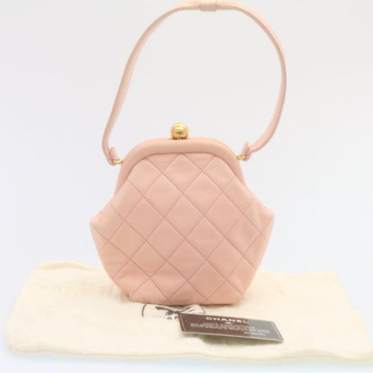 CHANEL Matelasse Hand Bag Lamb Skin Pink CC 29107A
