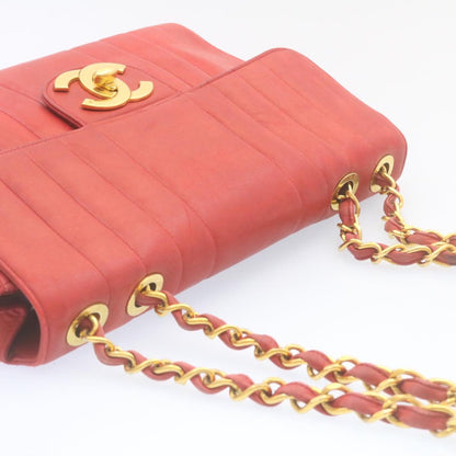 CHANEL Mademoiselle Big Coco Double Chain Shoulder Bag Lamb Skin Red 29129A