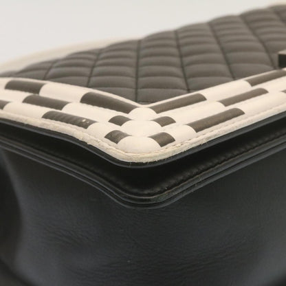 CHANEL Matelasse Boy Chanel Chain Shoulder Bag Lamb Skin Black CC 29190A