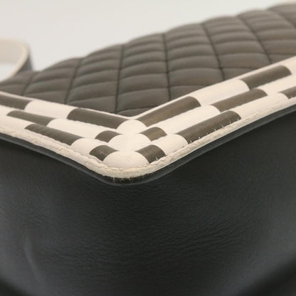 CHANEL Matelasse Boy Chanel Chain Shoulder Bag Lamb Skin Black CC 29190A