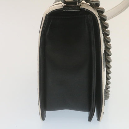 CHANEL Matelasse Boy Chanel Chain Shoulder Bag Lamb Skin Black CC 29190A
