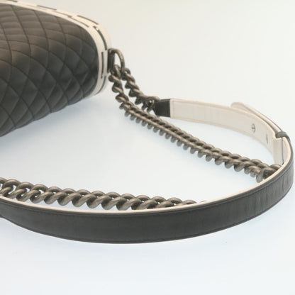 CHANEL Matelasse Boy Chanel Chain Shoulder Bag Lamb Skin Black CC 29190A