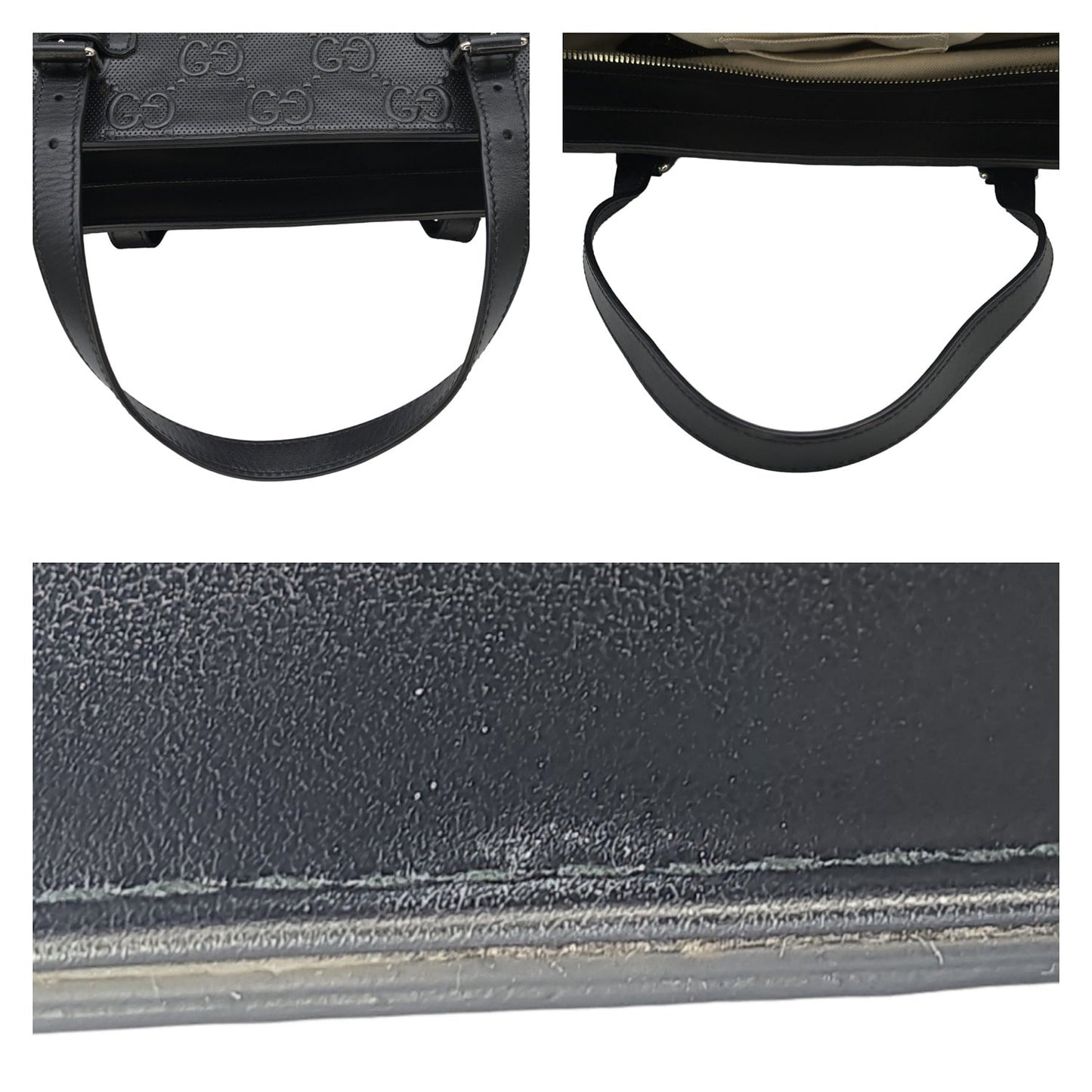 Gucci Black GG Embossed Perforated Leather Double Handle Tote