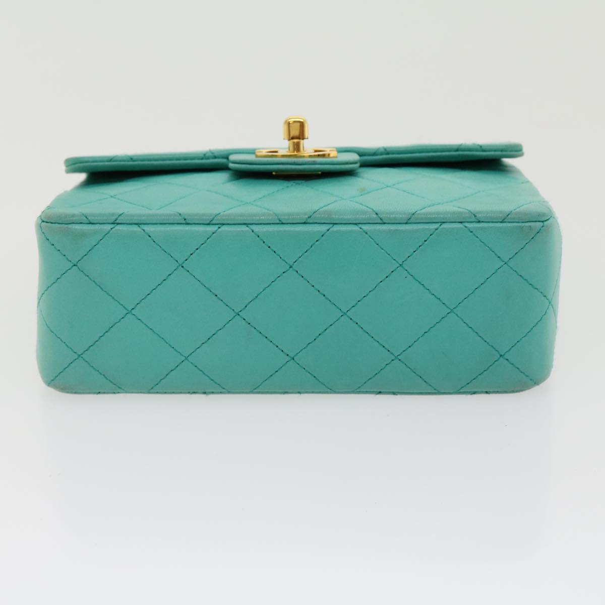 CHANEL Mini Matelasse Flap Chain Shoulder Bag Lamb Skin Light Blue 29527A