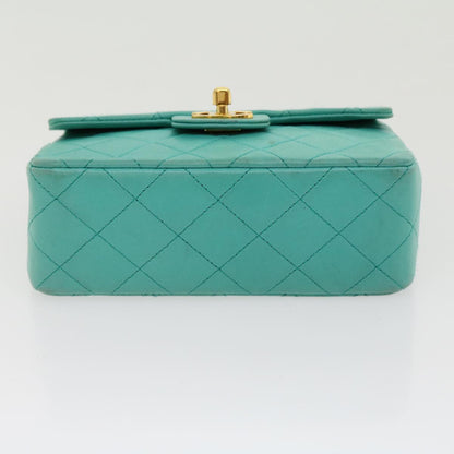 CHANEL Mini Matelasse Flap Chain Shoulder Bag Lamb Skin Light Blue 29527A