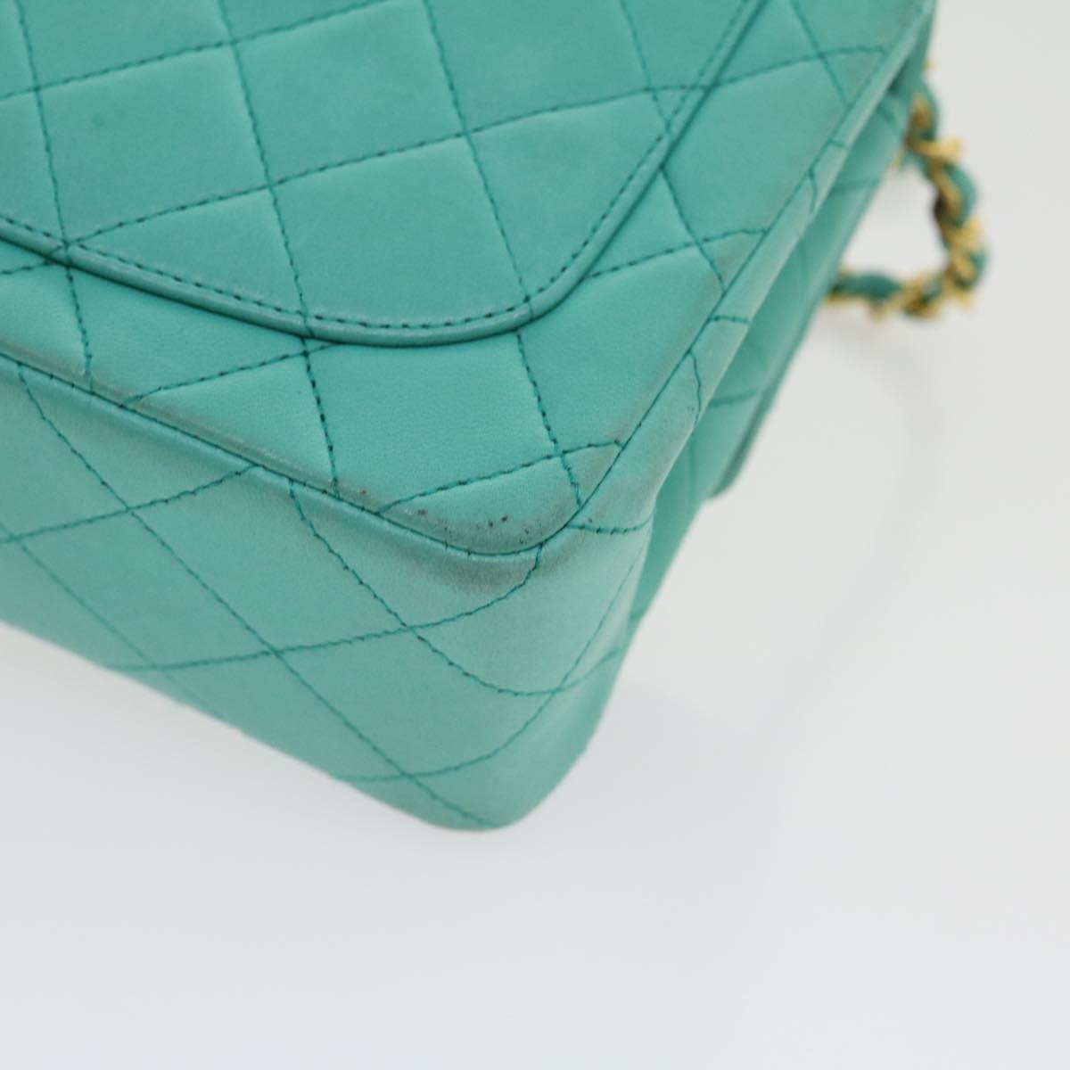 CHANEL Mini Matelasse Flap Chain Shoulder Bag Lamb Skin Light Blue 29527A