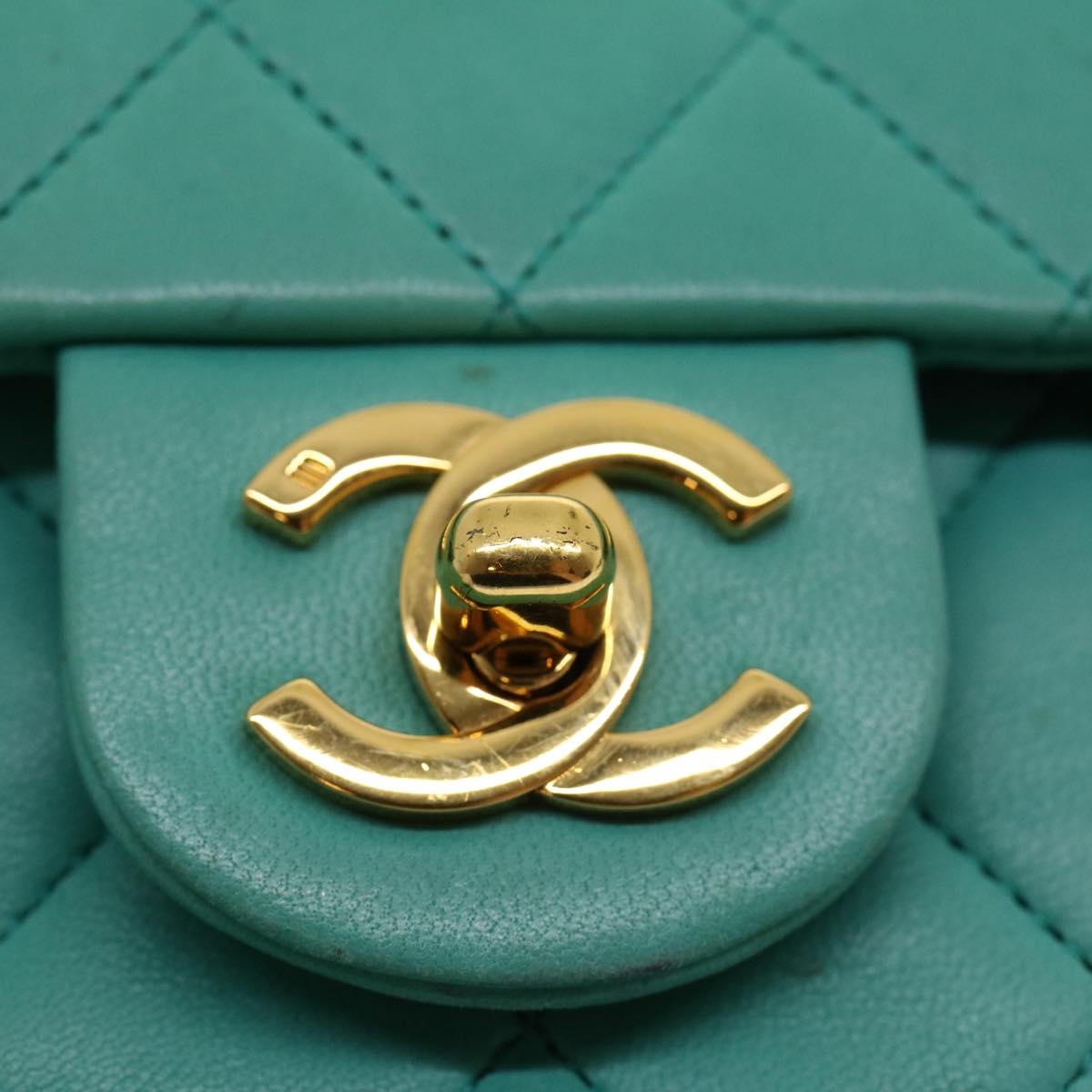 CHANEL Mini Matelasse Flap Chain Shoulder Bag Lamb Skin Light Blue 29527A