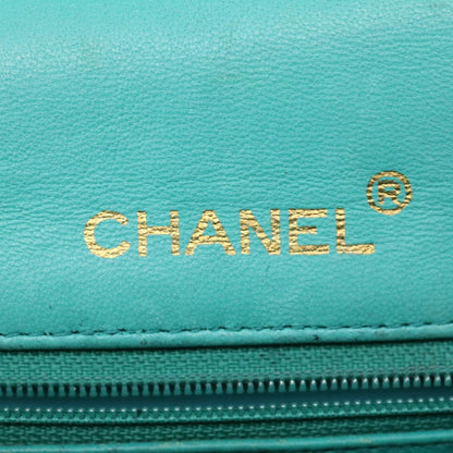 CHANEL Mini Matelasse Flap Chain Shoulder Bag Lamb Skin Light Blue 29527A