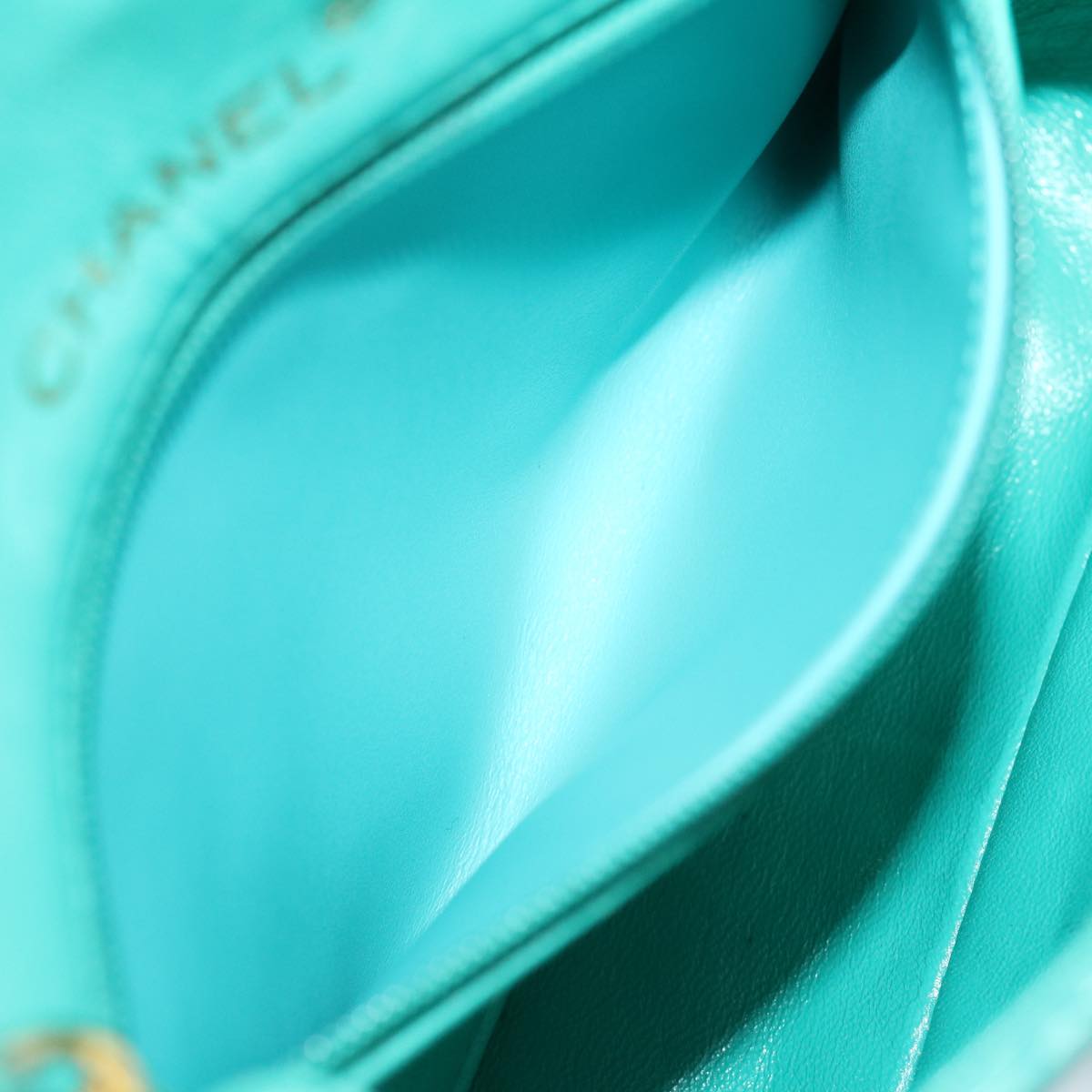CHANEL Mini Matelasse Flap Chain Shoulder Bag Lamb Skin Light Blue 29527A