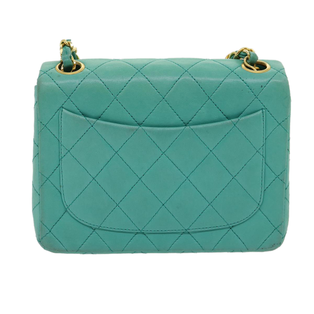 CHANEL Mini Matelasse Flap Chain Shoulder Bag Lamb Skin Light Blue 29527A