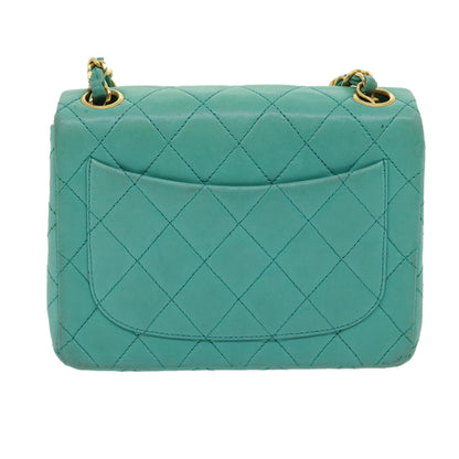 CHANEL Mini Matelasse Flap Chain Shoulder Bag Lamb Skin Light Blue 29527A