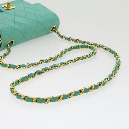 CHANEL Mini Matelasse Flap Chain Shoulder Bag Lamb Skin Light Blue 29527A