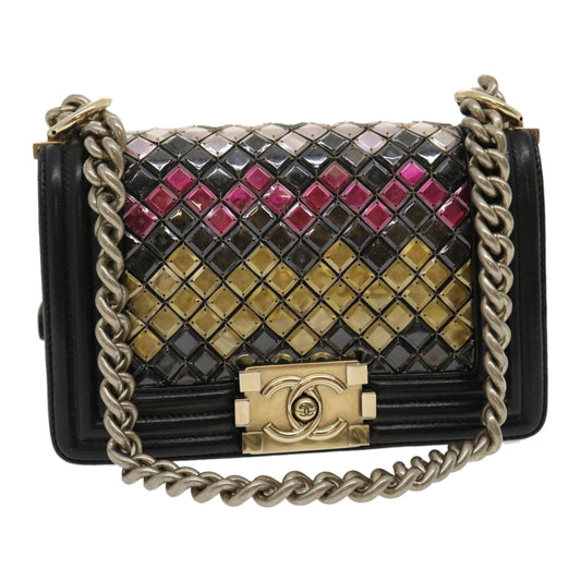 CHANEL Boy Chanel Chain Shoulder Bag Tile Black Multicolor CC 29551A
