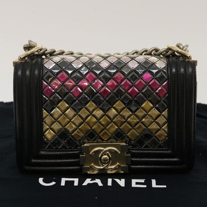 CHANEL Boy Chanel Chain Shoulder Bag Tile Black Multicolor CC 29551A