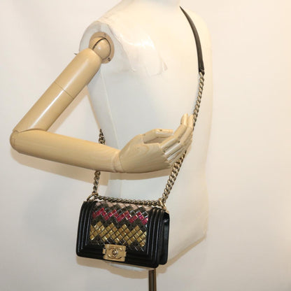CHANEL Boy Chanel Chain Shoulder Bag Tile Black Multicolor CC 29551A