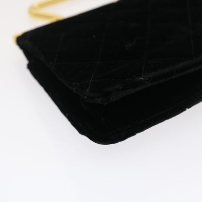 CHANEL Turn Lock Flap Matelasse Hand Bag velvet Black Gold CC 29565A