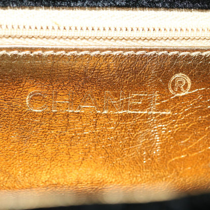 CHANEL Turn Lock Flap Matelasse Hand Bag velvet Black Gold CC 29565A