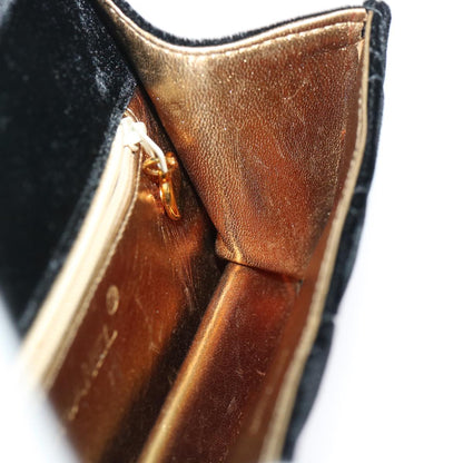 CHANEL Turn Lock Flap Matelasse Hand Bag velvet Black Gold CC 29565A