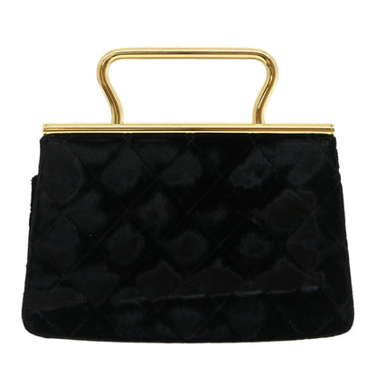CHANEL Turn Lock Flap Matelasse Hand Bag velvet Black Gold CC 29565A