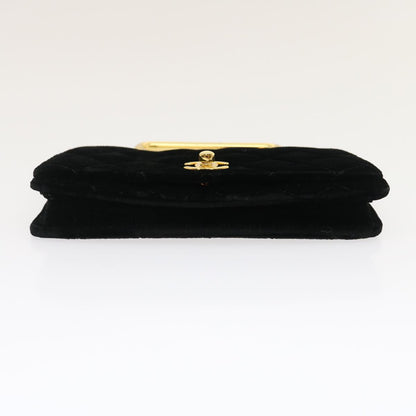 CHANEL Turn Lock Flap Matelasse Hand Bag velvet Black Gold CC 29565A