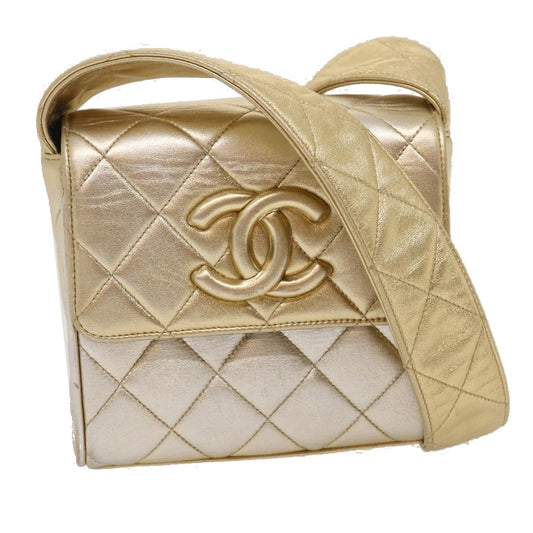 CHANEL Matelasse Shoulder Bag Lamb Skin Gold CC 29567A