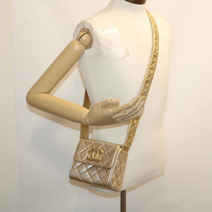 CHANEL Matelasse Shoulder Bag Lamb Skin Gold CC 29567A