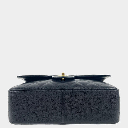 CHANEL Caviar Quilted Jumbo Double Flap Black w/Gold