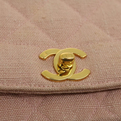 CHANEL Matelasse Turn Lock Chain Diana Shoulder Bag Canvas Pink CC 29889A