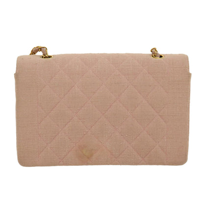 CHANEL Matelasse Turn Lock Chain Diana Shoulder Bag Canvas Pink CC 29889A